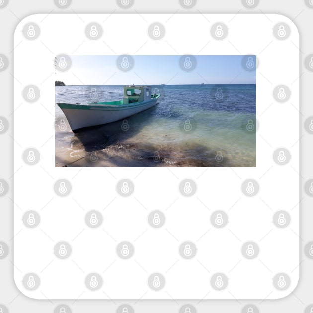 the summer is magic, the shore and the boat photograph ecopop landscape Sticker by jorge_lebeau